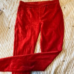 Bright Red Retro Vibe Corduroy Leggings